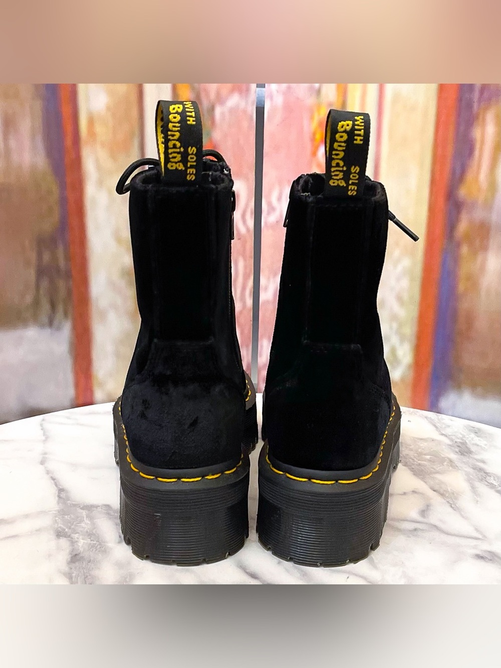 Dr. Martens Jadon Velvet Platform Boots Black Size 7 EUC - Picture 11 of 13